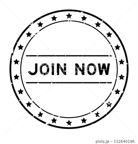 Grunge black join now word round rubber seal stamp on white background Grunge black join now word round rubber seal stamp on white background 132640196