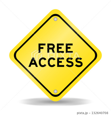 Yellow color transportation sign with word free access on white background Yellow color transportation sign with word free access on white background 132640708