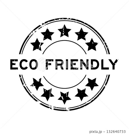 Grunge black eco friendly word round rubber seal stamp on white background 132640733