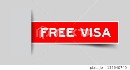Red color square shape sticker label with word free visa inserted in gray background Red color square shape sticker label with word free visa inserted in gray background 132640740