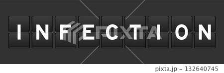 Black color analog flip board with word infection on gray background 132640745