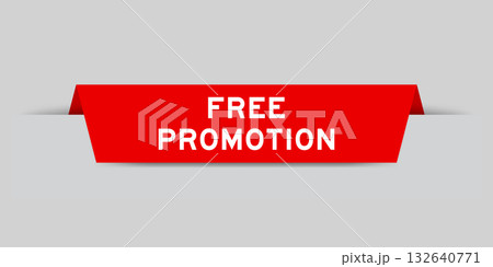 Red color inserted label with word free promotion on gray background Red color inserted label with word free promotion on gray background 132640771