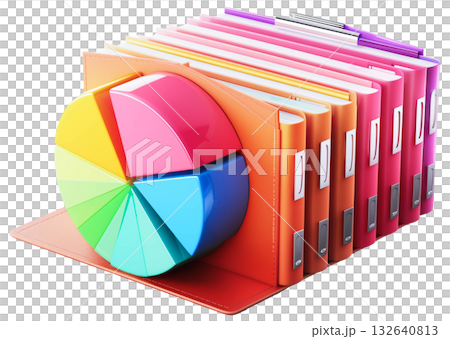 business bar and pie graphs with binder isolated on white background png transparent clipart. 132640813