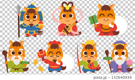 Horse Seven Lucky Gods Character Set 132640939