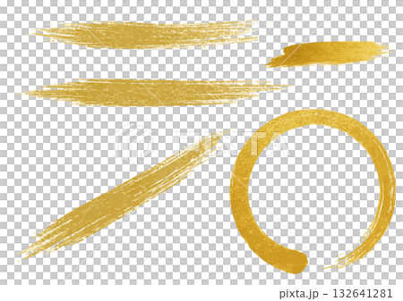 金の筆ストローク素材 金の筆ストローク素材 132641281