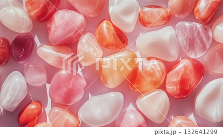 Pink and white shiny stones pattern romantic mineral background 132641299