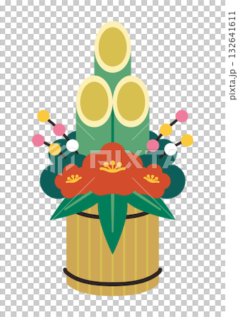 華やかな門松のフラットデザインイラスト 華やかな門松のフラットデザインイラスト 132641611
