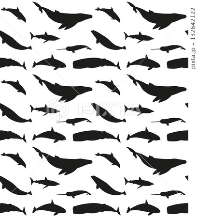 Vector seamless pattern of whales silhouette 132642122