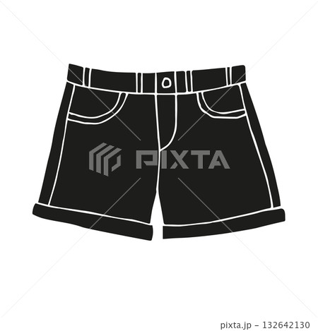 Vector hand drawn sketch doodle jeans shorts 132642130