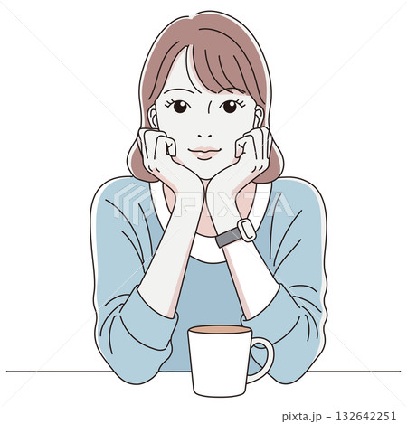 頬杖をつく女性 132642251