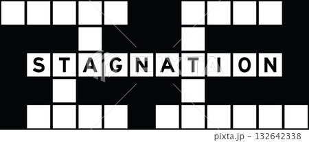 Alphabet letter in word stagnation on crossword puzzle background 132642338