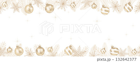 クリスマスボールのシームレスなテキストスペース付き背景 132642377