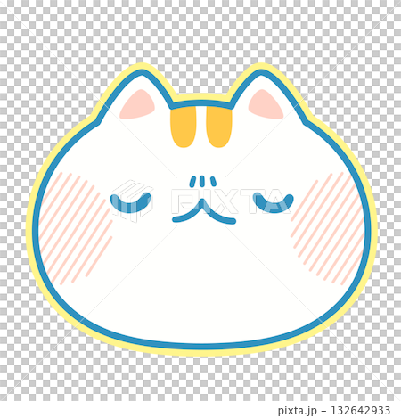 一隻沉思的貓的可愛插圖 132642933