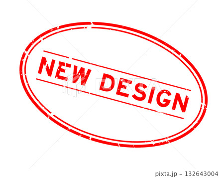 Grunge red new design word oval rubber seal stamp on white background Grunge red new design word oval rubber seal stamp on white background 132643004