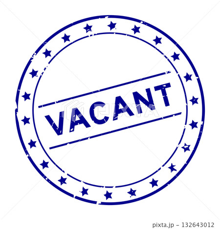 Grunge blue vacant word round rubber seal stamp on white background 132643012