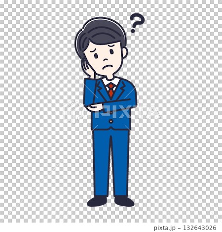 Vector illustration material | Thinking man whole body business Vector illustration material | Thinking man whole body business 132643026