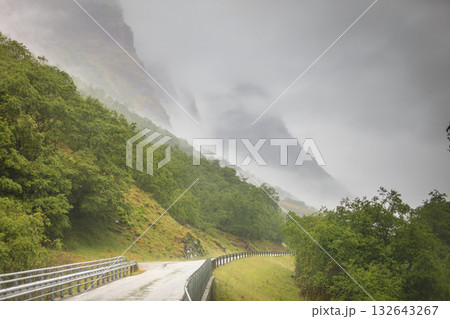 Misty mountains in Norway 132643267