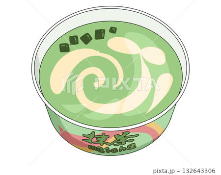 抹茶のカップアイスのイラスト（抹茶スイーツ10） 132643306