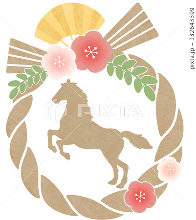 しめ縄 梅 午 シルエット 132643399