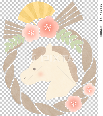 Shimenawa plum pink horse profile Shimenawa plum pink horse profile 132643435