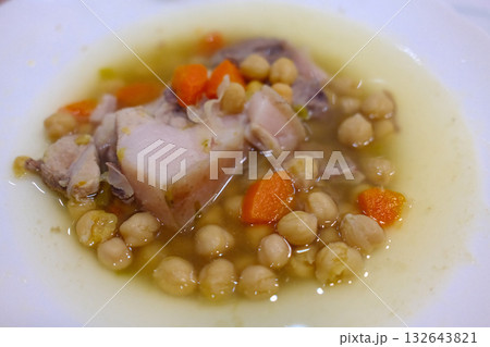 chickpeas cooked ready to eat with fish eggs quinoa or red pepper chickpeas cooked ready to eat with fish eggs quinoa or red pepper 132643821