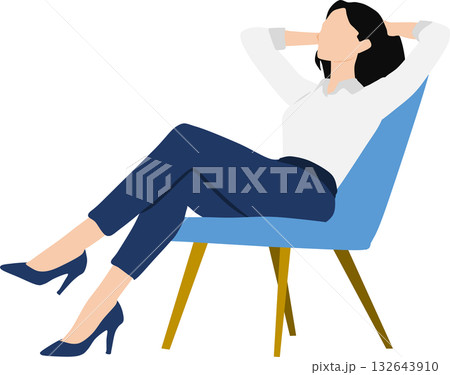 イスに座って昼寝をするビジネスウーマンのイラスト イスに座って昼寝をするビジネスウーマンのイラスト 132643910