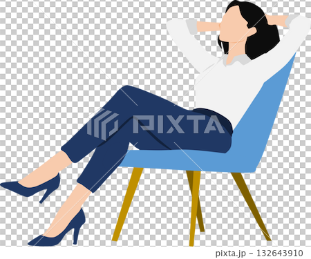 イスに座って昼寝をするビジネスウーマンのイラスト イスに座って昼寝をするビジネスウーマンのイラスト 132643910