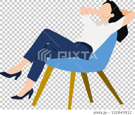 一位女商人坐在椅子上打盹的插圖 一位女商人坐在椅子上打盹的插圖 132643912