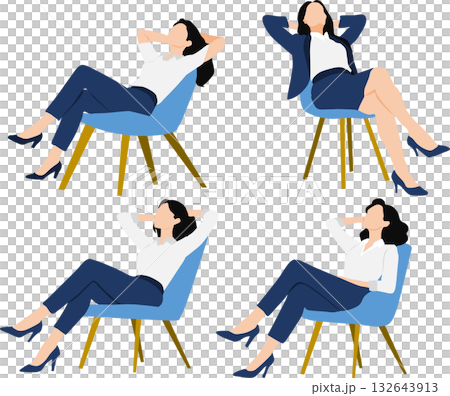 一位女商人坐在椅子上打盹的插圖 一位女商人坐在椅子上打盹的插圖 132643913
