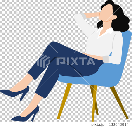 一位女商人坐在椅子上打盹的插圖 一位女商人坐在椅子上打盹的插圖 132643914