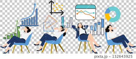 経営戦略を考えるビジネスウーマンのイラスト	 132643925