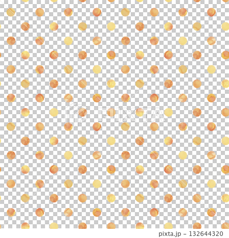 Seamless pattern with a round ornament of yellow-orange color on a white background. Watercolor illustration is painted with watercolors in bright rich shades. For textile design, fabrics, wallpaper 132644320