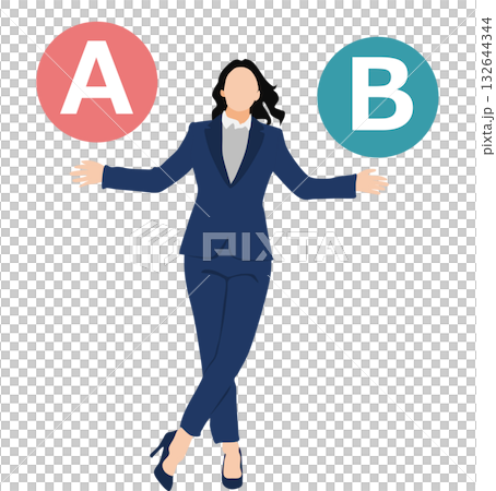 一位女商人正在選擇哪個方案比較好。 132644344