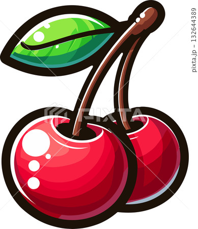 2つのさくらんぼのイラスト 132644389