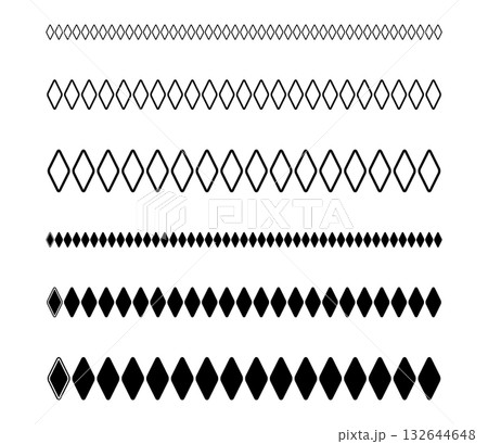 ひし形ラインコレクション 飾り罫線・区切り線セットのイラスト素材 [132644648] - PIXTA
