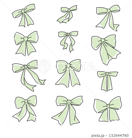 かわいいリボンのイラスト素材セット かわいいリボンのイラスト素材セット 132644760