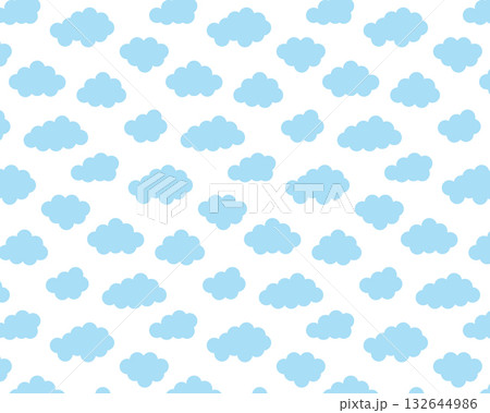 Blue clouds on white background. Vector pattern in flat style. 132644986