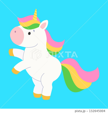 Cute unicorn. Isolated background. Flat style vector illustration 132645004