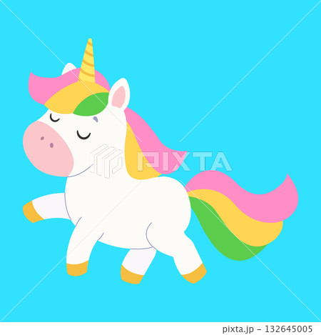 Cute unicorn. Isolated background. Flat style vector illustration 132645005