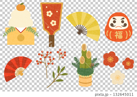 お正月の素材セット〈和紙〉　B 132645011