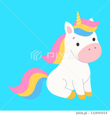 Cute unicorn. Isolated background. Flat style vector illustration 132645014