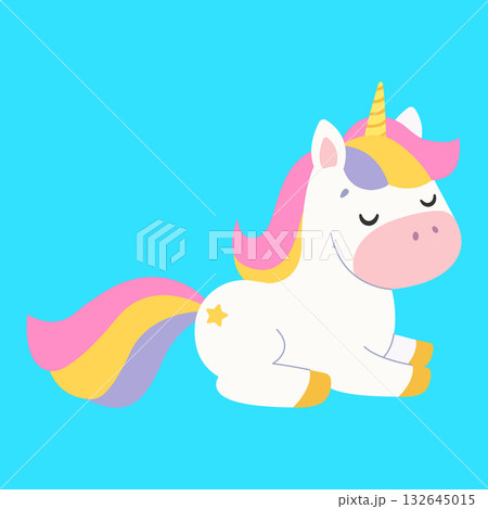 Cute unicorn. Isolated background. Flat style vector illustration Cute unicorn. Isolated background. Flat style vector illustration 132645015