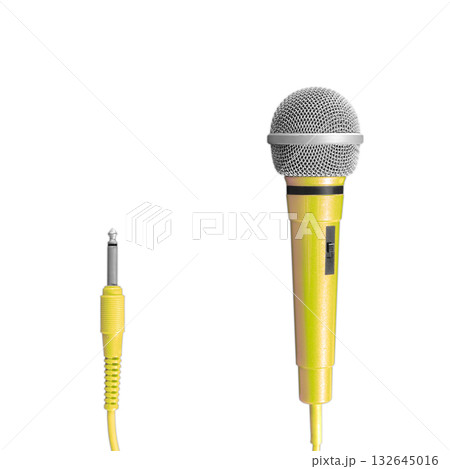 黄色のコード付きカラオケ用マイク 132645016