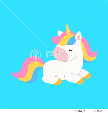 Cute unicorn. Isolated background. Flat style vector illustration Cute unicorn. Isolated background. Flat style vector illustration 132645036