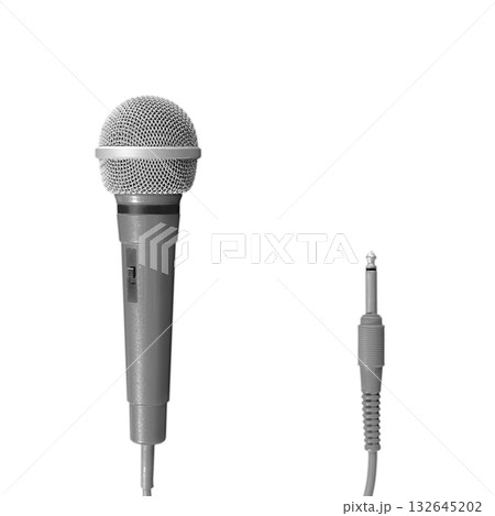 灰色のコード付きカラオケ用マイク 132645202