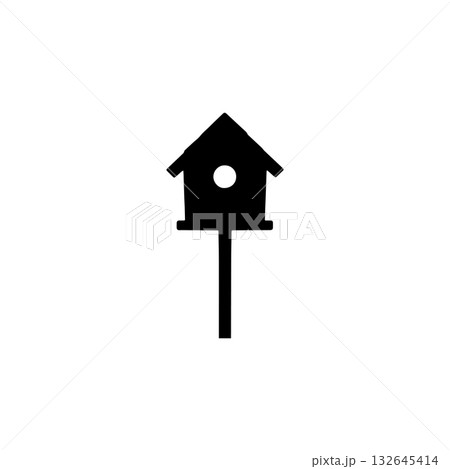 Birdhouse silhouette icon wooden nesting box wildlife garden illustration 132645414