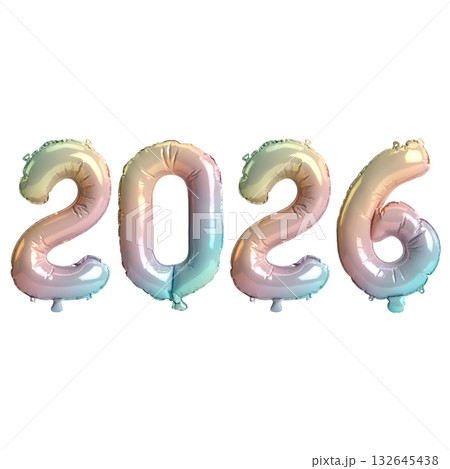 3d Illustration of Rainbow 2026 Balloon Numbers on transparent Background 3d Illustration of Rainbow 2026 Balloon Numbers on transparent Background 132645438