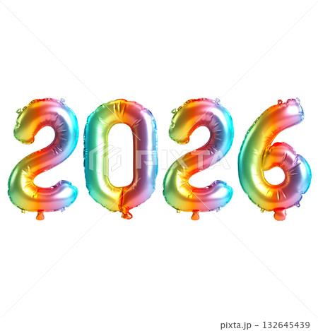 3d Illustration of Rainbow 2026 Balloon Numbers on transparent Background 3d Illustration of Rainbow 2026 Balloon Numbers on transparent Background 132645439