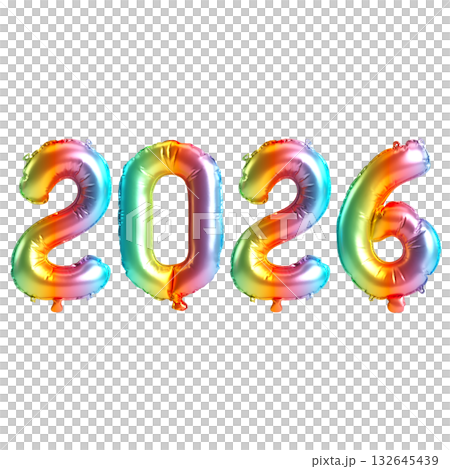 3d Illustration of Rainbow 2026 Balloon Numbers on transparent Background 3d Illustration of Rainbow 2026 Balloon Numbers on transparent Background 132645439