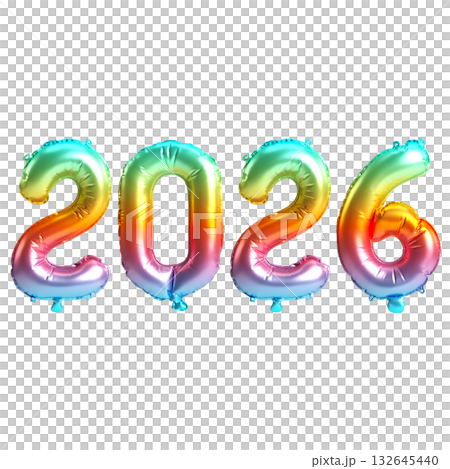 3d Illustration of Rainbow 2026 Balloon Numbers on transparent Background 3d Illustration of Rainbow 2026 Balloon Numbers on transparent Background 132645440